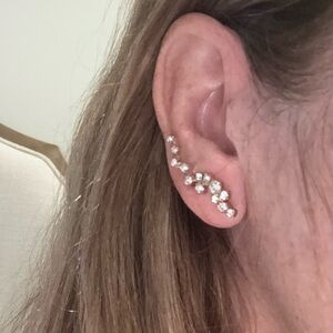 Gold and rhinestone crawl earrings